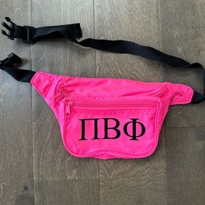 Pi Beta Phi Sorority Pink Fanny Pack with Black Strap